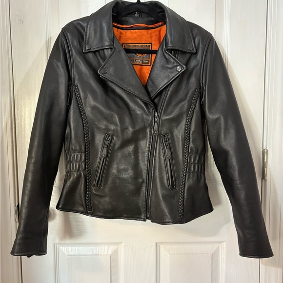 FIRST CLASSIC WOMEN'S LARGE BLACK LEATHER MOTORCYCLE JACKET HEAVY - Picture 1 of 12